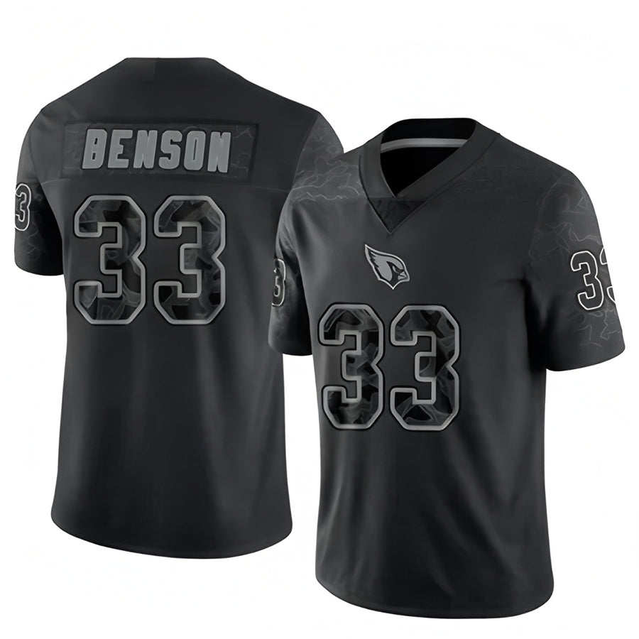 Kdoa A.Cardinals #33 Trey Benson Player Black RFLCTV Limited Stitched Jerseys