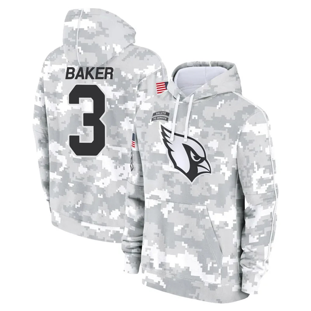 Kdoa A.Cardinals #3 Budda Baker Player Arctic Camo Salute to Service Limited Hoodie Stitched Jersey