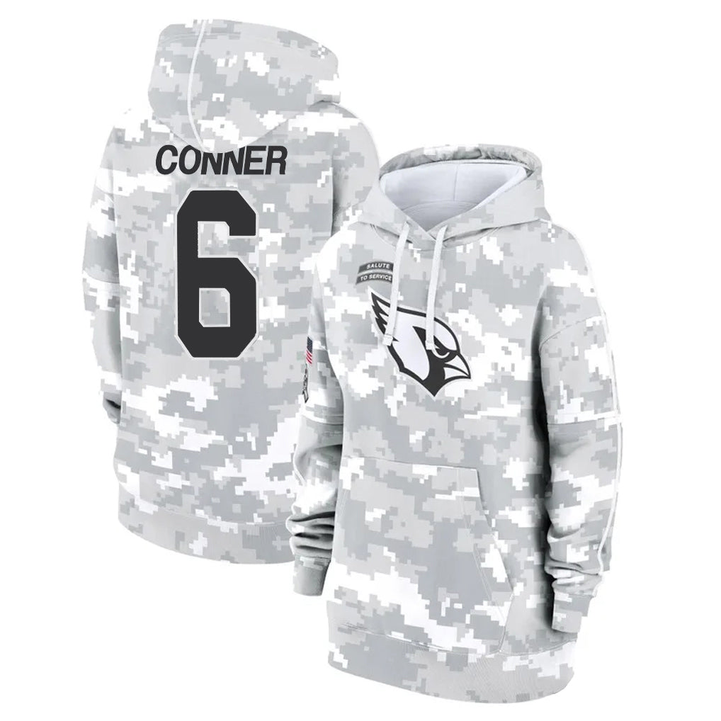 Kdoa A.Cardinals #6 James Conner Player Camo Salute to Service Hoodies Stitched Jerseys