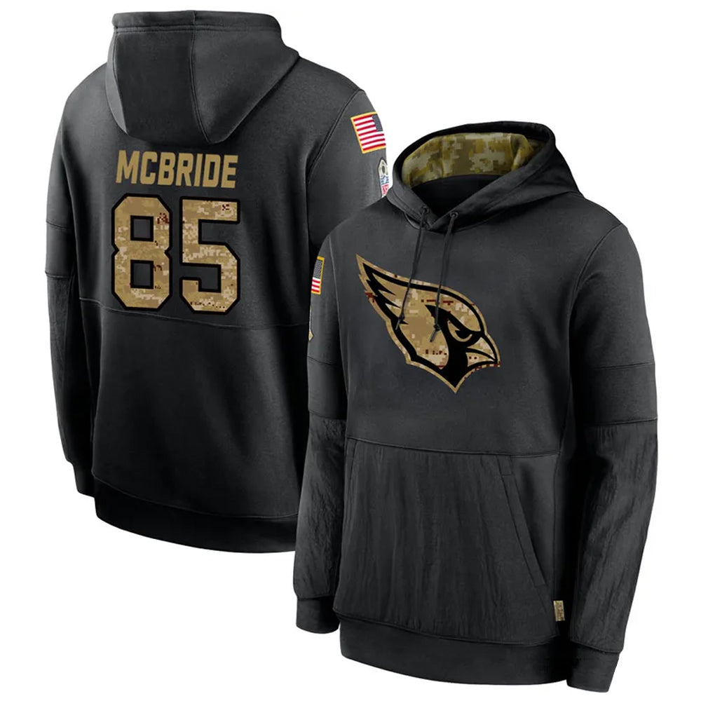 Kdoa A.Cardinals #85 Trey McBride Player Black Salute to Service Hoodies Stitched Jerseys
