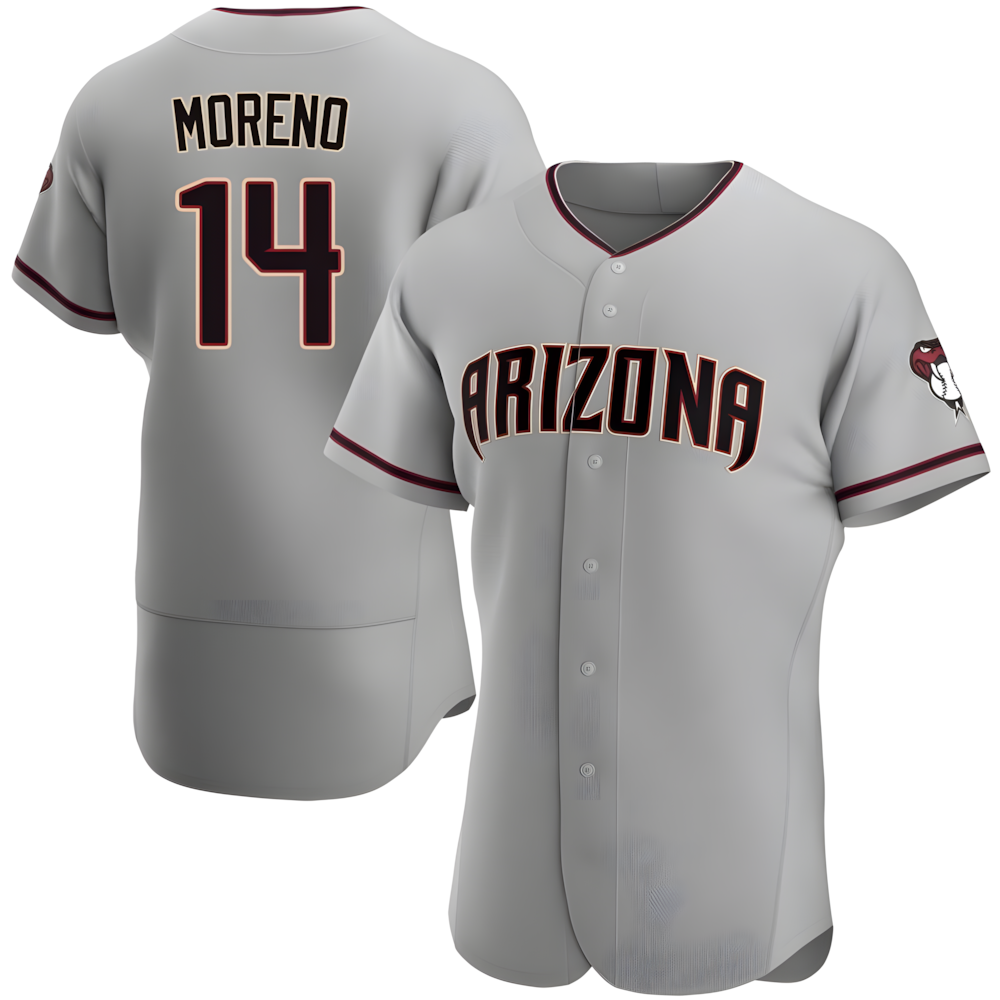 Kdoa A.Diamondbacks #14 Gabriel Moreno Player Gray Authentic Road Stitched Jerseys
