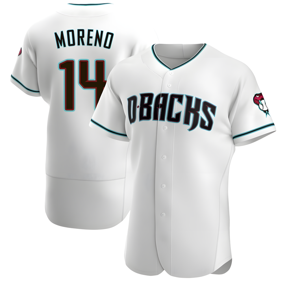 Kdoa A.Diamondbacks #14 Gabriel Moreno Player White Teal Alternate Stitched Jerseys