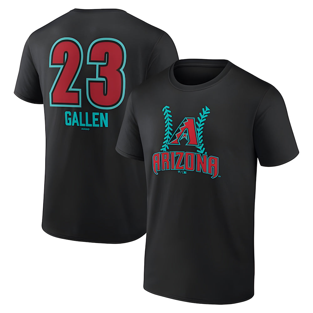 Kdoa A.Diamondbacks #23 Zac Gallen Player Black Fuse City Connect round collar T shirt Stitched Jerseys