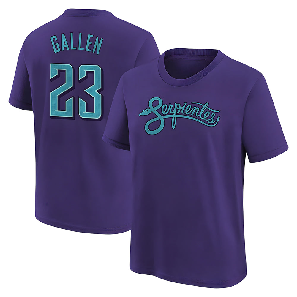 Kdoa A.Diamondbacks #23 Zac Gallen Player Purple Fuse City Connect round collar T shirt Stitched Jerseys