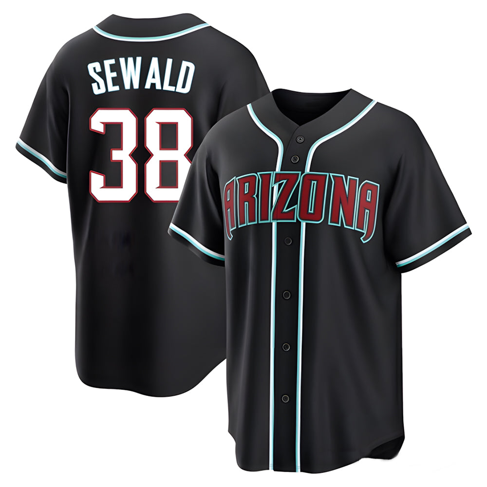 Kdoa A.Diamondbacks #38 Paul Sewald Player  Black Replica Fashion Out Stitched Jersey