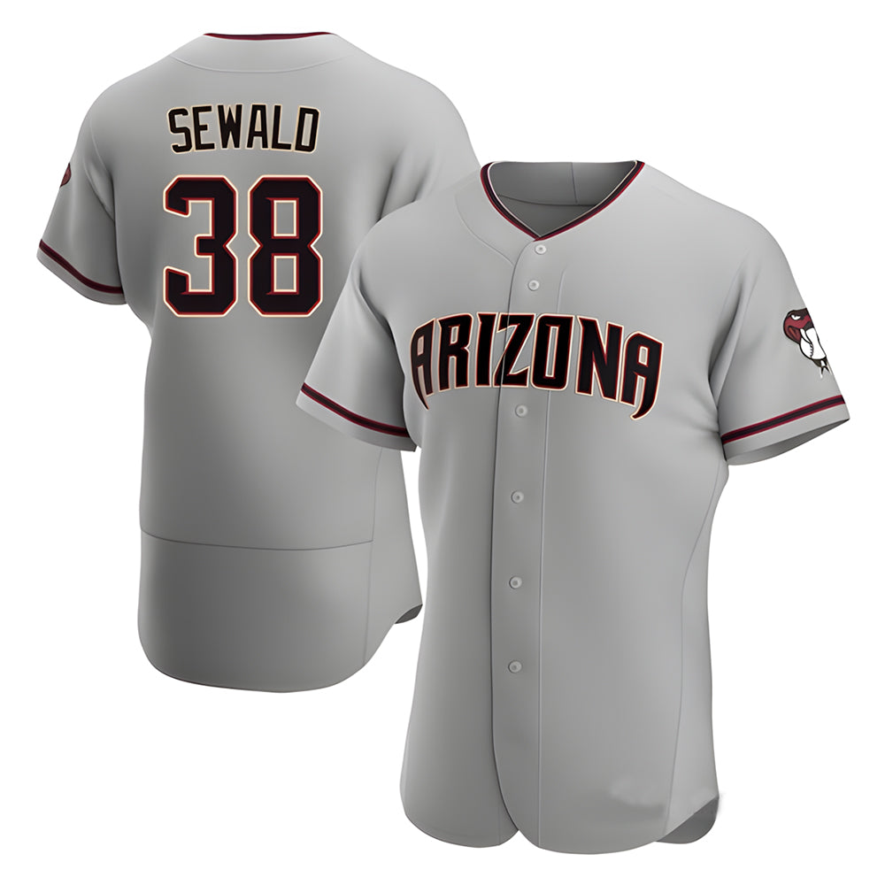 Kdoa A.Diamondbacks #38 Paul Sewald Player Gray Authentic Road Stitched Jersey