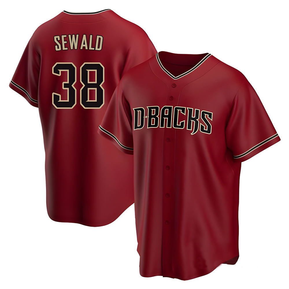 Kdoa A.Diamondbacks #38 Paul Sewald Player Red Alternate Replica Stitched Jersey