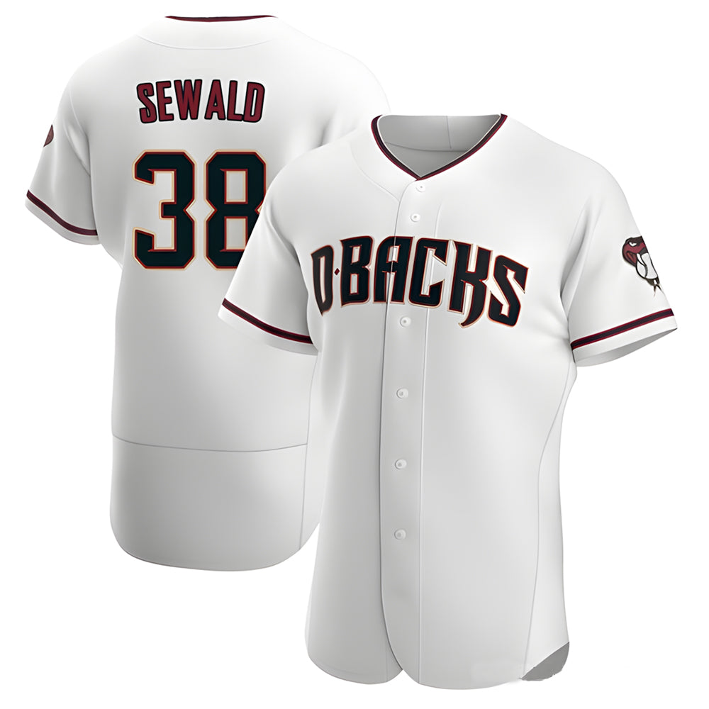 Kdoa A.Diamondbacks #38 Paul Sewald Player White Authentic Crimson Home Stitched Jersey