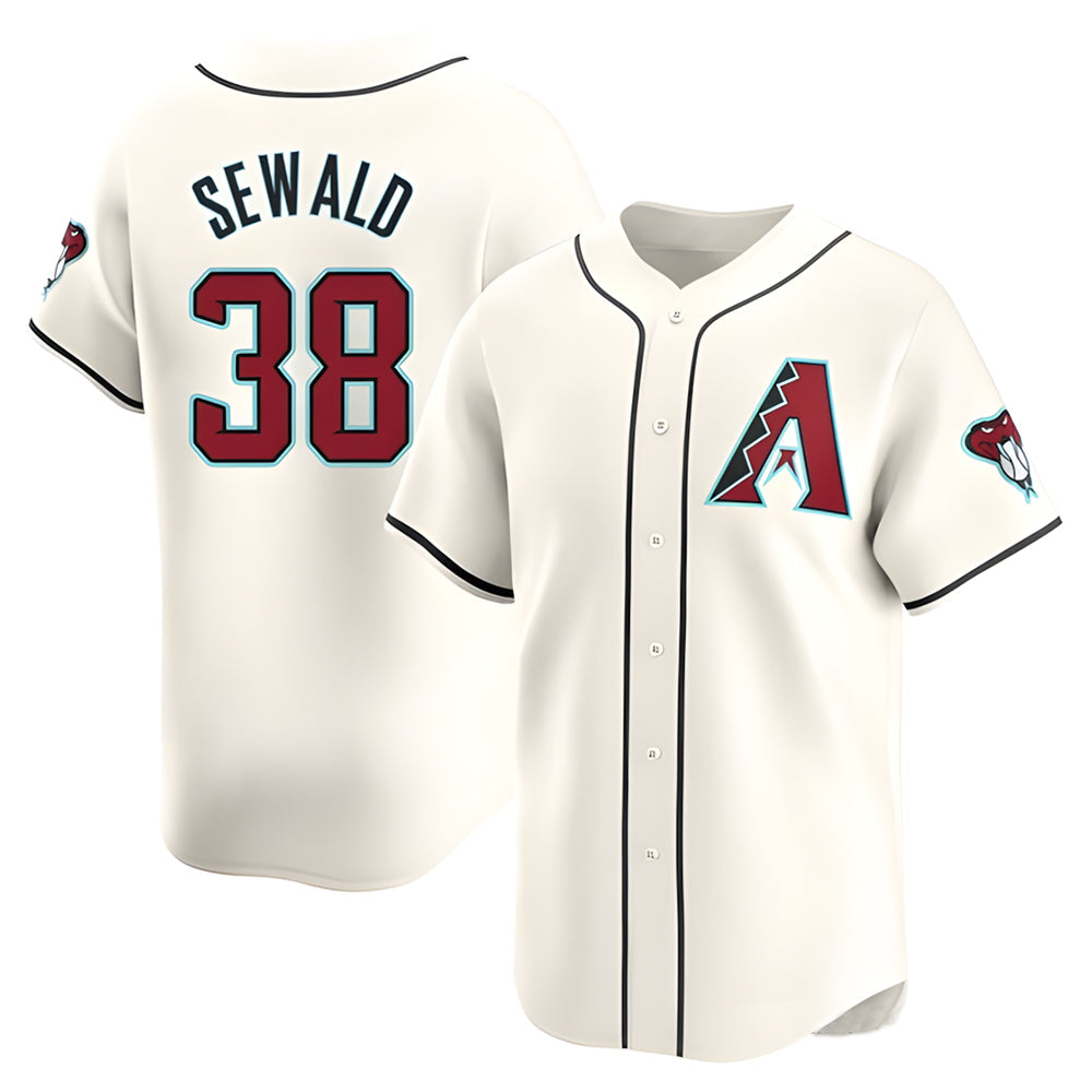 Kdoa A.Diamondbacks #38 Paul Sewald Player White Limited Home Stitched Jersey