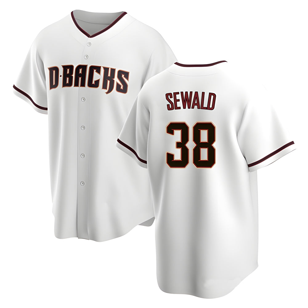 Kdoa A.Diamondbacks #38 Paul Sewald Player White Replica Home Stitched Jersey