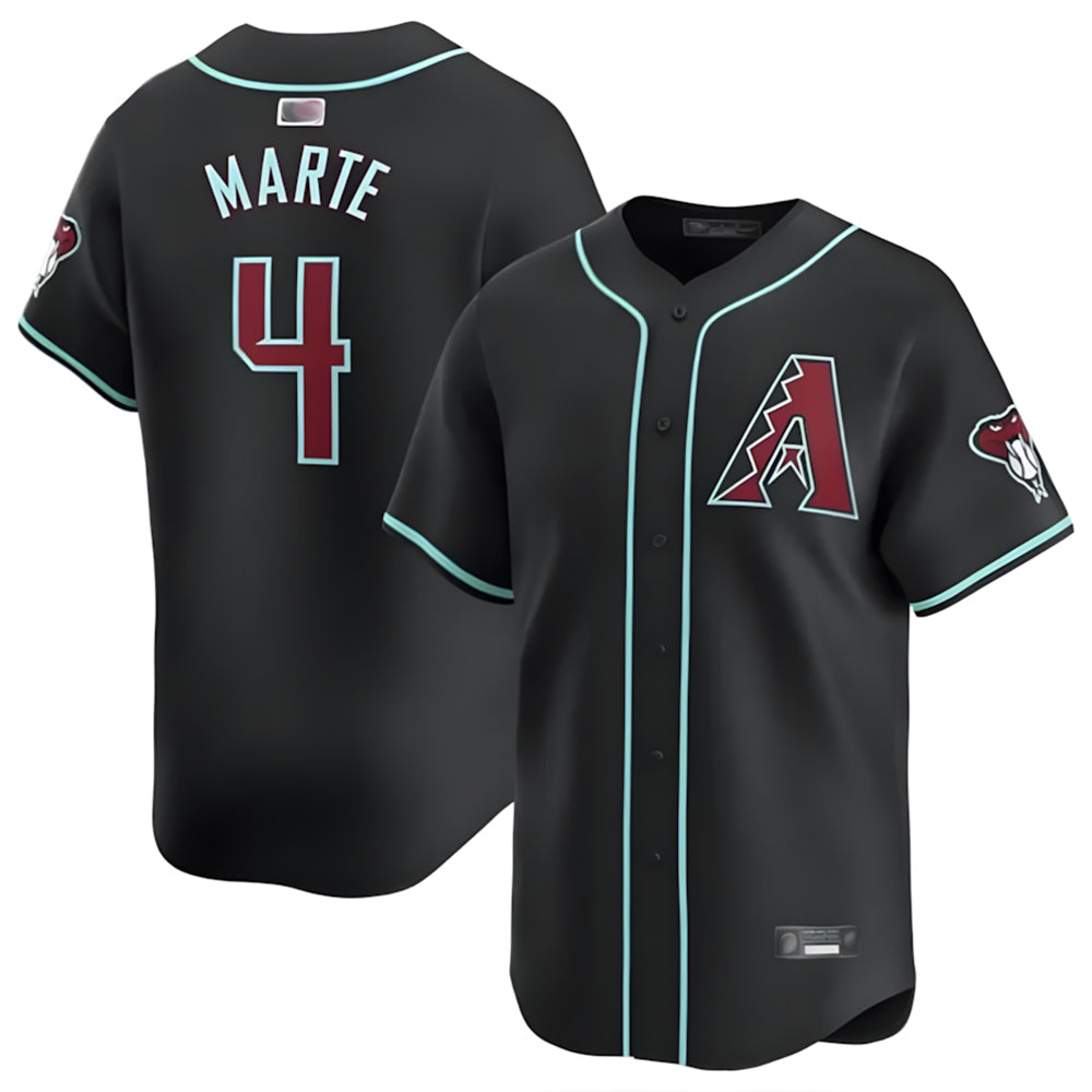 Kdoa A.Diamondbacks #4 Ketel Marte Player Black Replica Game Stitched Jerseys
