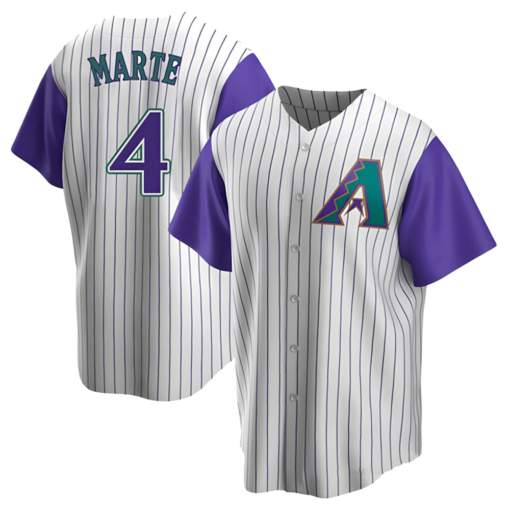 Kdoa A.Diamondbacks #4 Ketel Marte Player White-Purple Limited Stitched Jerseys