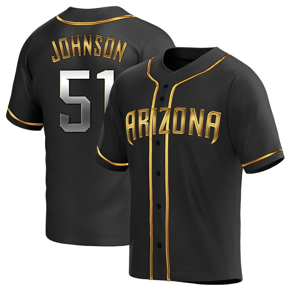 Kdoa A.Diamondbacks #51 Randy Johnson Player Black Golden Replica Alternate Stitched Jerseys
