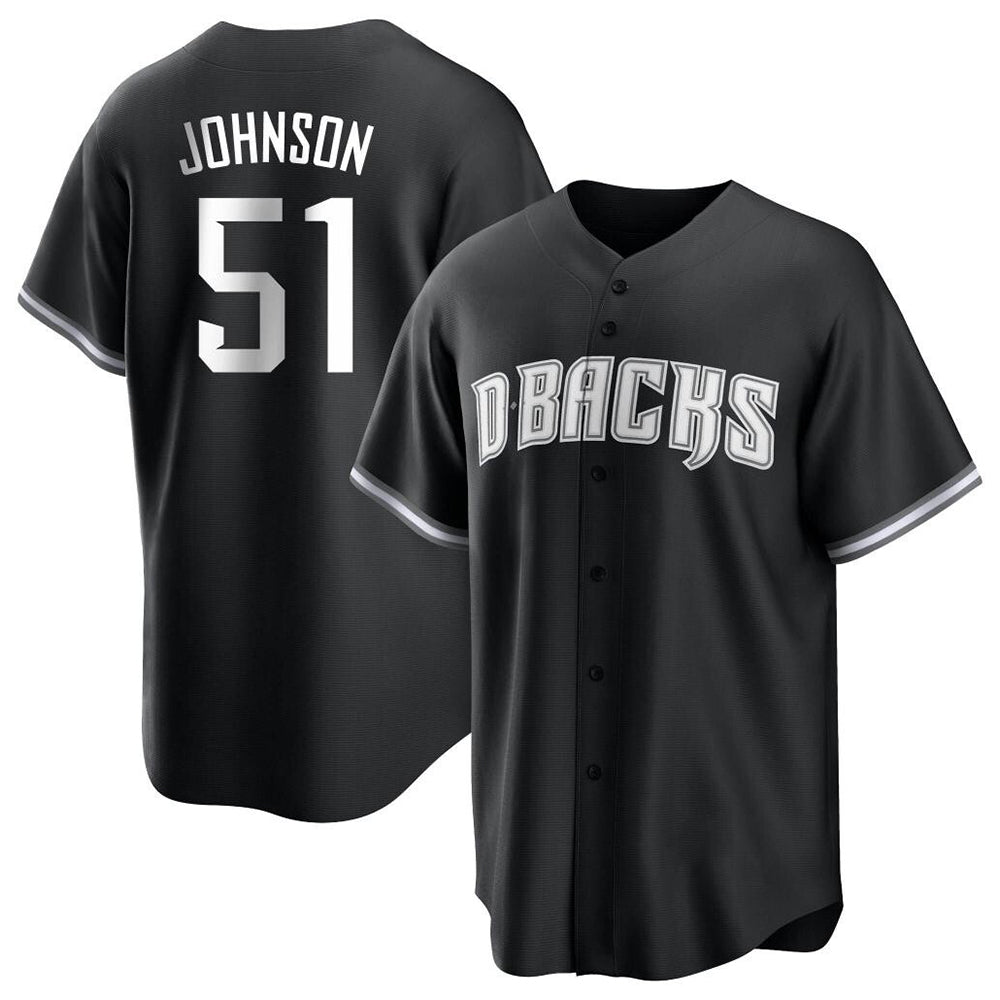 Kdoa A.Diamondbacks #51 Randy Johnson Player Black White Replica Alternate Stitched Jerseys