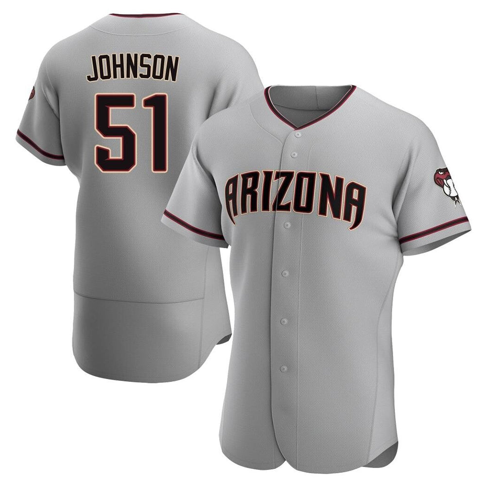 Kdoa A.Diamondbacks #51 Randy Johnson Player Gray Authentic Road Stitched Jerseys