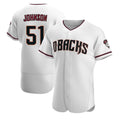 Kdoa A.Diamondbacks #51 Randy Johnson White Authentic Crimson Home Stitched Jerseys