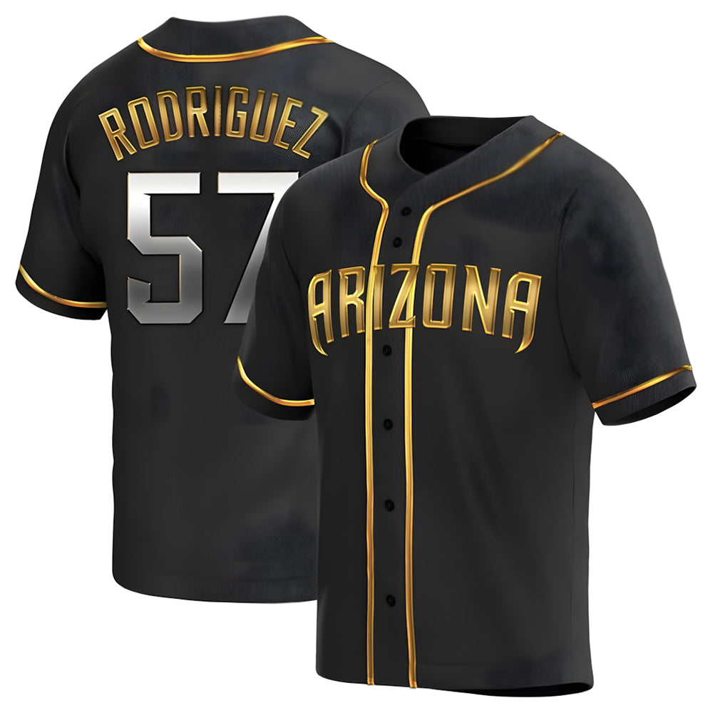 Kdoa A.Diamondbacks #57 Eduardo Rodriguez Player Black Golden Replica Alternate Stitched Jersey
