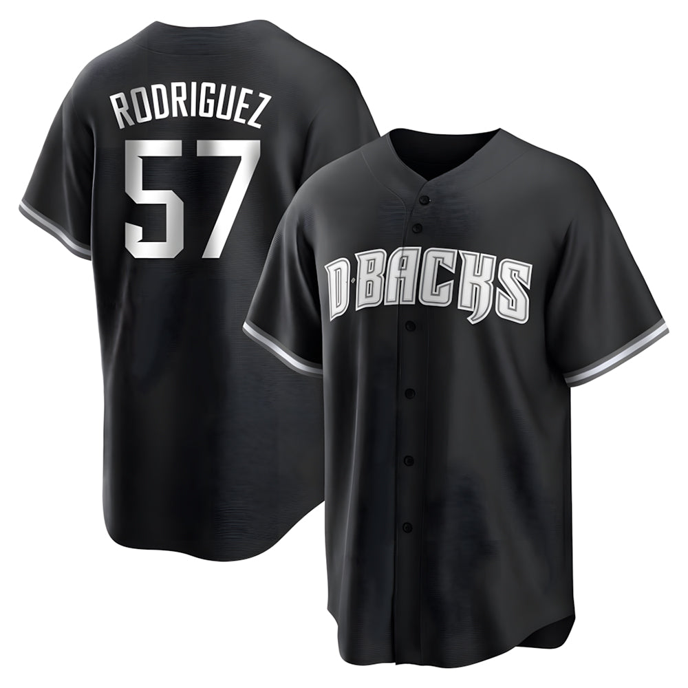 Kdoa A.Diamondbacks #57 Eduardo Rodriguez Player Black White Replica Alternate Stitched Jersey