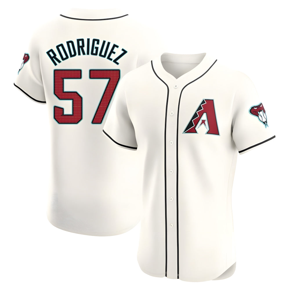Kdoa A.Diamondbacks #57 Eduardo Rodriguez Player Cream Elite Home Stitched Jersey