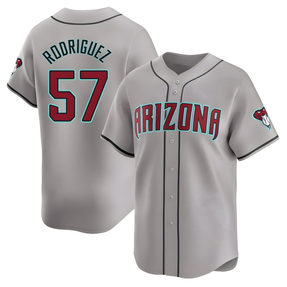 Kdoa A.Diamondbacks #57 Eduardo Rodriguez Player Gray Limited Away Stitched Jersey