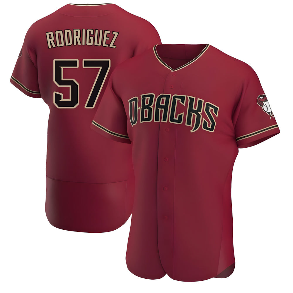 Kdoa A.Diamondbacks #57 Eduardo Rodriguez Player Red Authentic Crimson Stitched Jersey