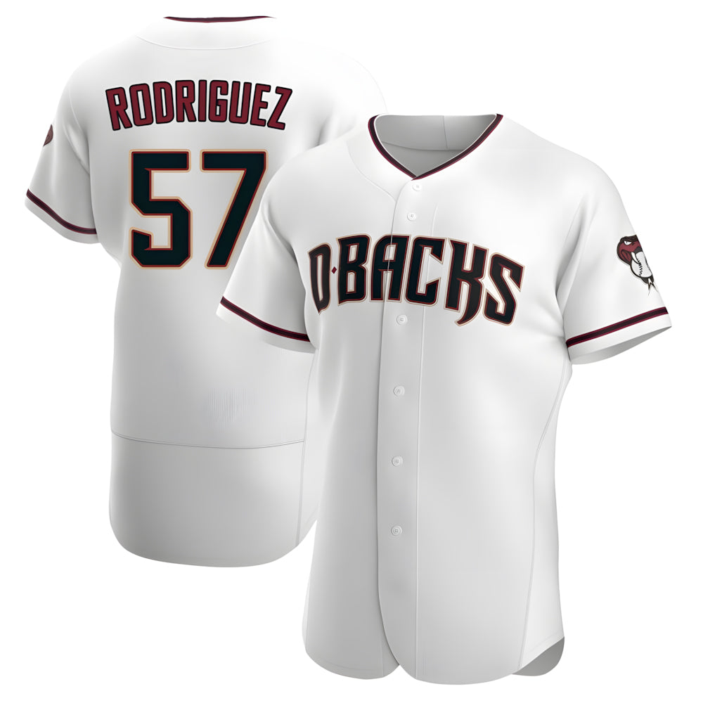 Kdoa A.Diamondbacks #57 Eduardo Rodriguez Player White Crimson Home Stitched Jersey