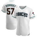 Kdoa A.Diamondbacks #57 Eduardo Rodriguez Player White Teal Alternate Stitched Jersey