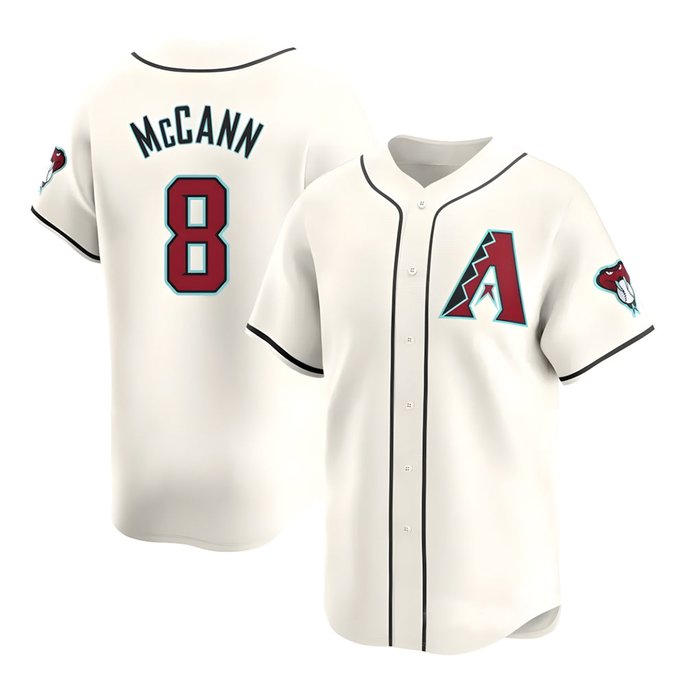 Kdoa A.Diamondbacks #8 James McCann Player White Red Limited Home Stitched Jersey