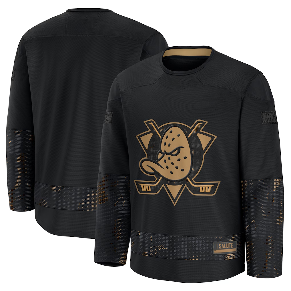 Kdoa A.Ducks Black 2024 Military Appreciation Practice Jerseys