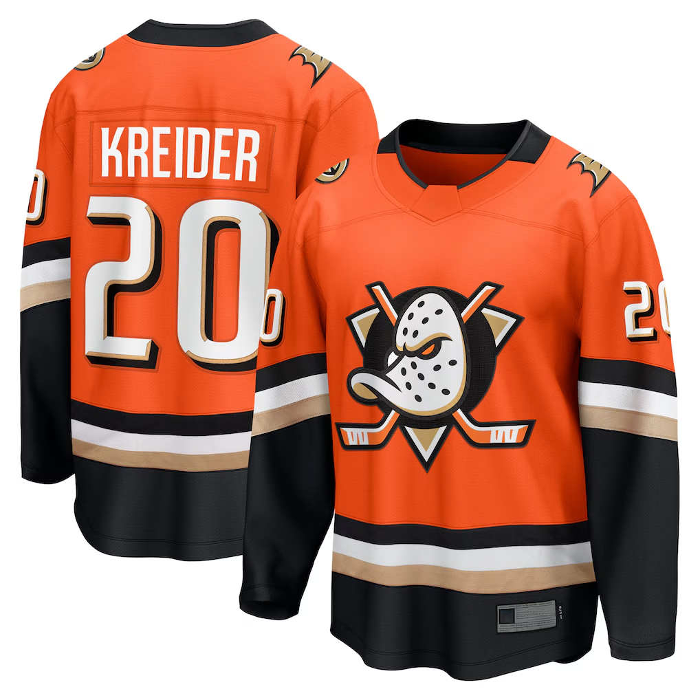 Kdoa A.Ducks #20 Chris Kreider Orange Home Breakaway Jerseys