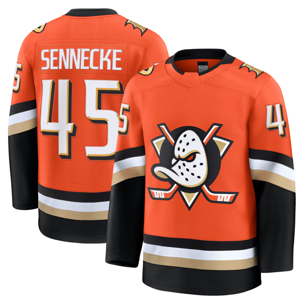 Kdoa A.Ducks #45 Beckett Sennecke Orange Home Premium Jerseys