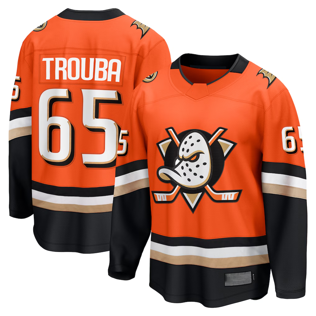Kdoa A.Ducks #65 Jacob Trouba Orange Home Breakaway Player Jerseys