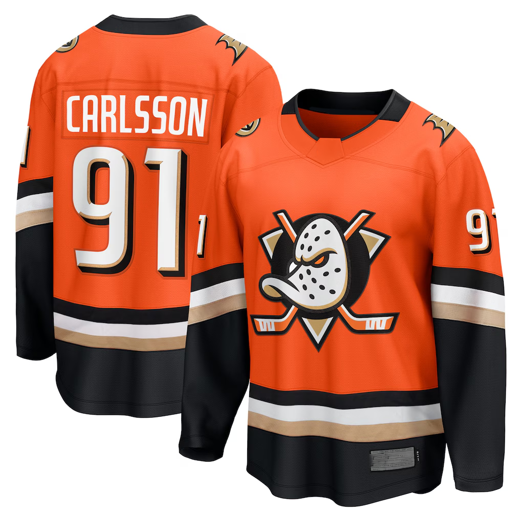 Kdoa A.Ducks #91 Leo Carlsson Orange Home Breakaway Jerseys