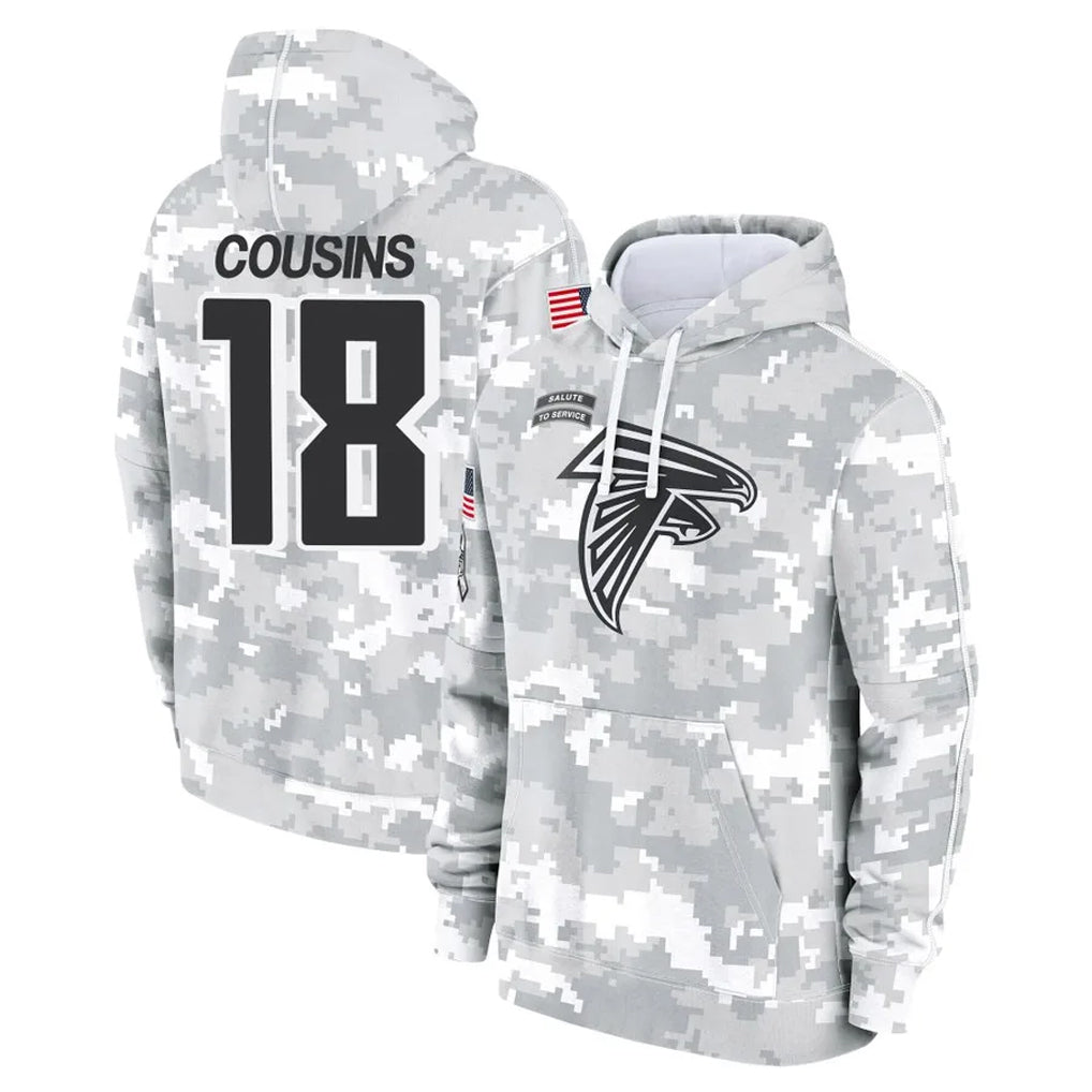 Kdoa A.Falcons #18 Kirk Cousins Player Arctic Camo Salute to Service Limited Hoodie Stitched Jerseys