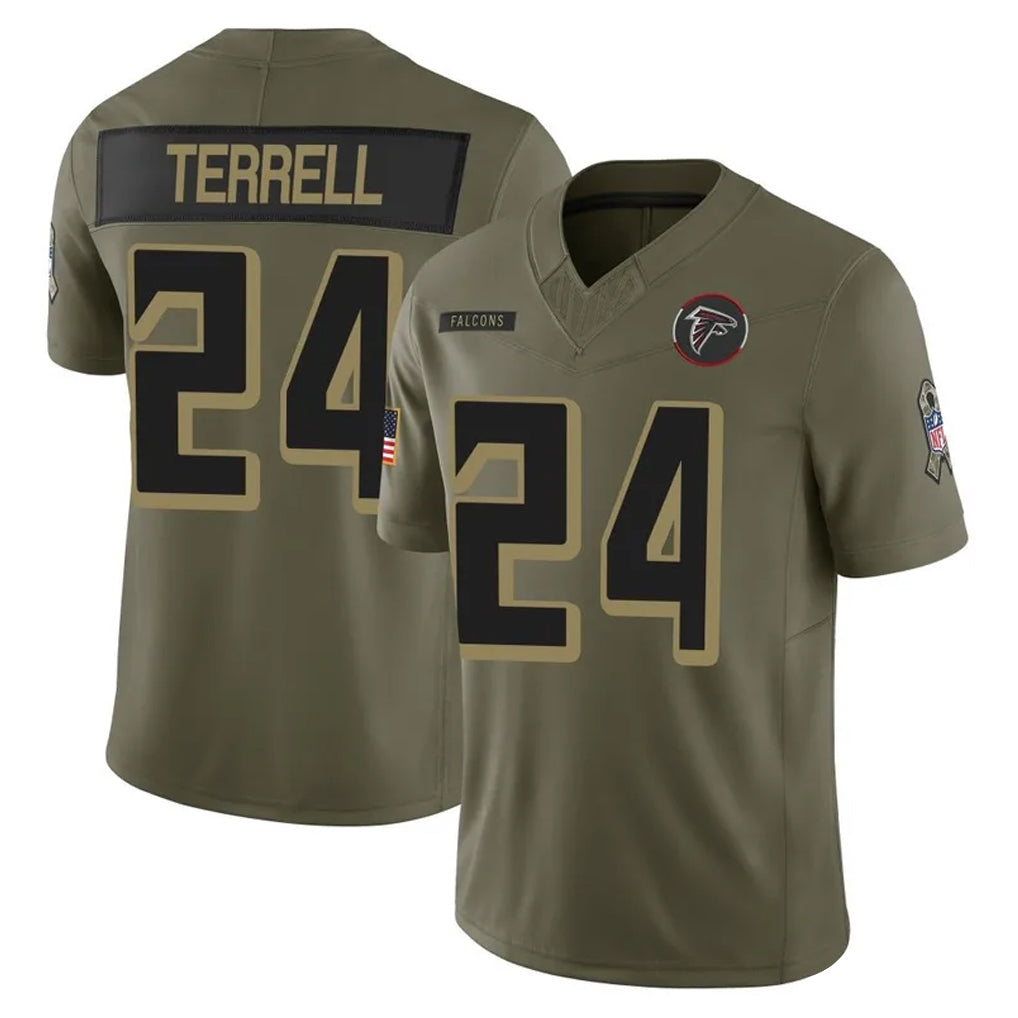 Kdoa A.Falcons #24 A.J. Terrell Jr. Player Olive Salute To Service Limited Home Game Stitched Jerseys