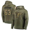 Kdoa A.Falcons #63 Chris Lindstrom Player Olive Salute to Service Club Fleece Hoodie Stitched Jerseys