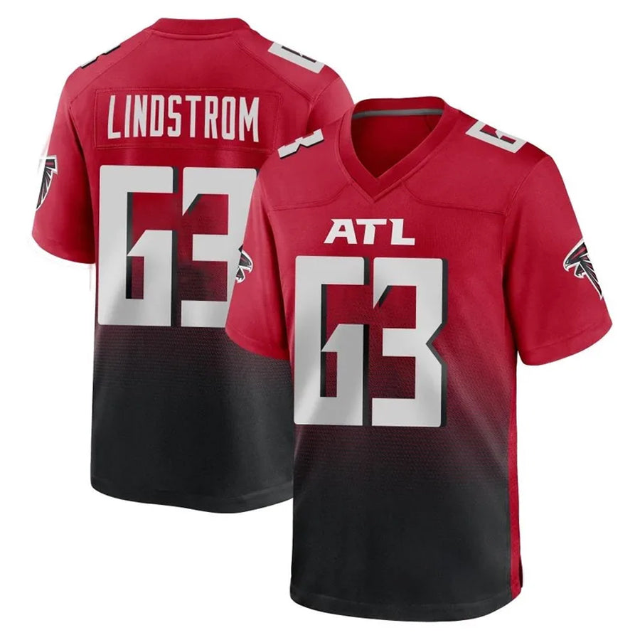 Kdoa A.Falcons #63 Chris Lindstrom Player Red Home Game Stitched Jerseys