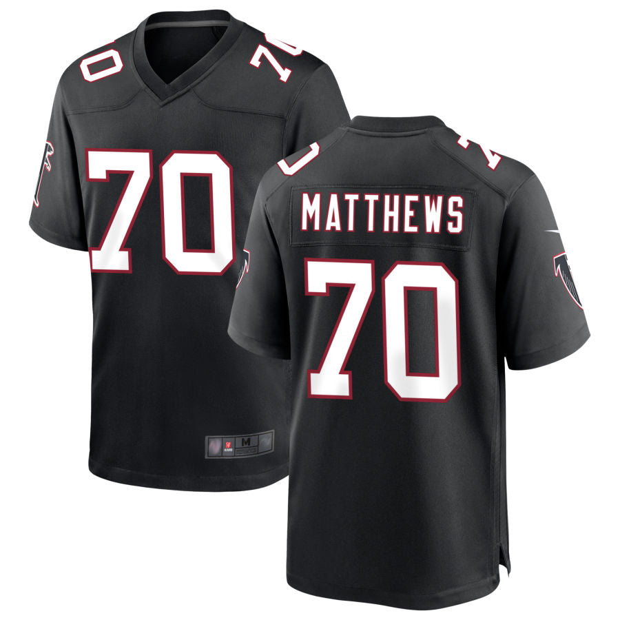 Kdoa A.Falcons #70 Jake Matthews Player Black Throwback Game Stitched Jerseys