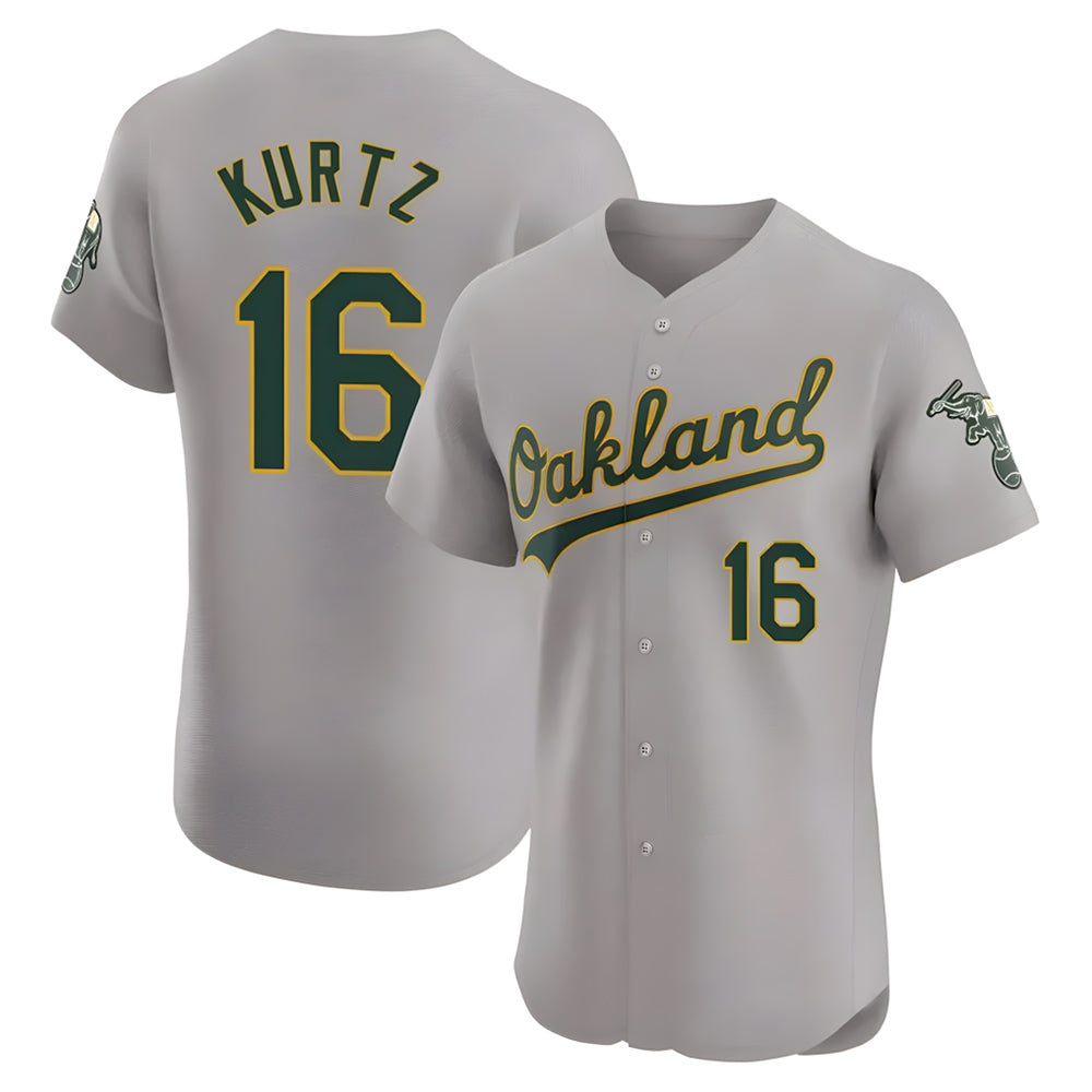 Kdoa Athletics #16 Nick Kurtz Player Gray Elite Road Stitched Jerseys