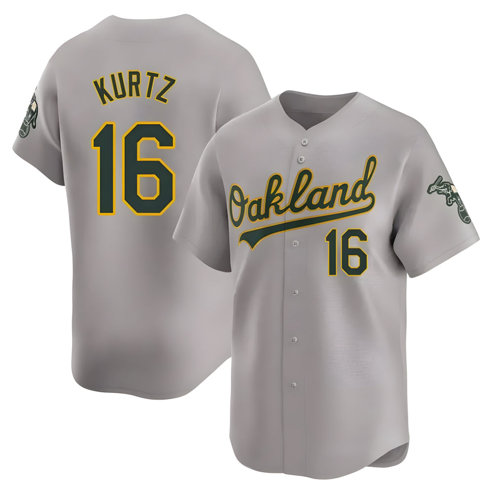 Kdoa Athletics #16 Nick Kurtz Player Grey Home Limited Stitched Jerseys