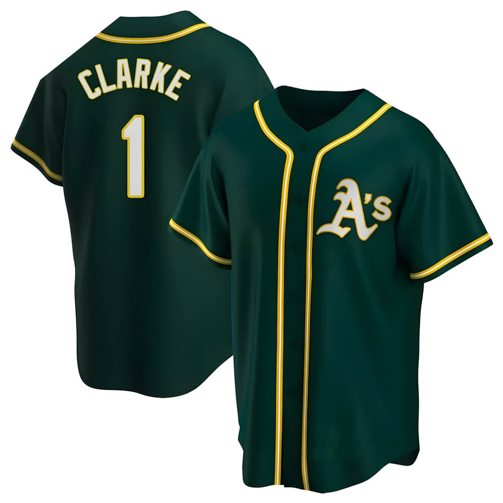 Kdoa Athletics #1 Denzel Clarke player Green Replica Alternate Stitched Jersey