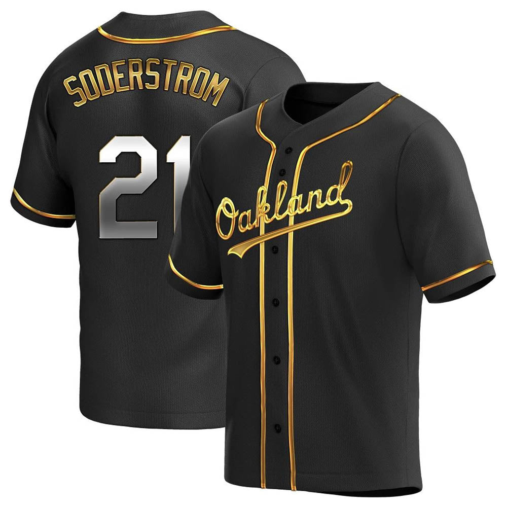 Kdoa Athletics #21 Tyler Soderstrom Player Black Golden Replica Alternate Stitched Jersey