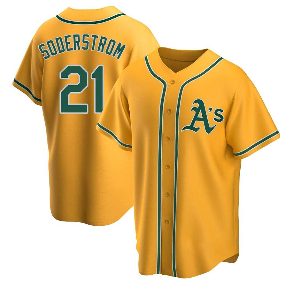 Kdoa Athletics #21 Tyler Soderstrom Player Gold Replica Alternate Stitched Jersey
