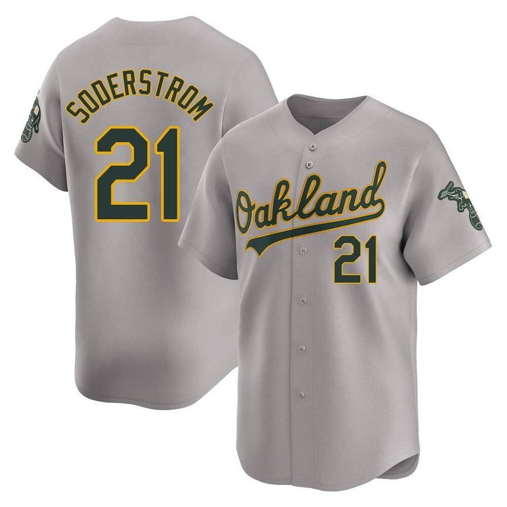Kdoa Athletics #21 Tyler Soderstrom Player Gray Limited Away Stitched Jersey