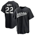Kdoa Athletics #22 Jeff McNeil player Black&White Replica Stitched Jersey