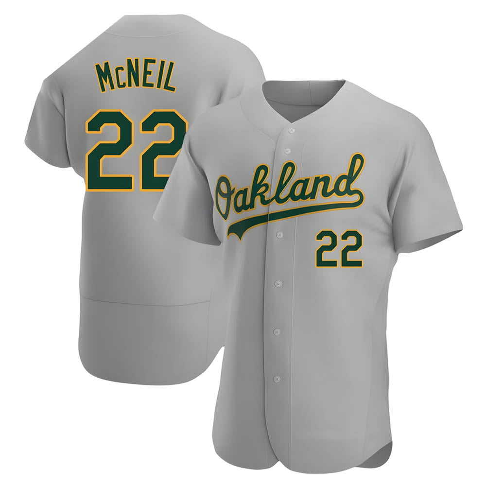 Kdoa Athletics #22 Jeff McNeil player Gray Authentic Road Stitched Jersey