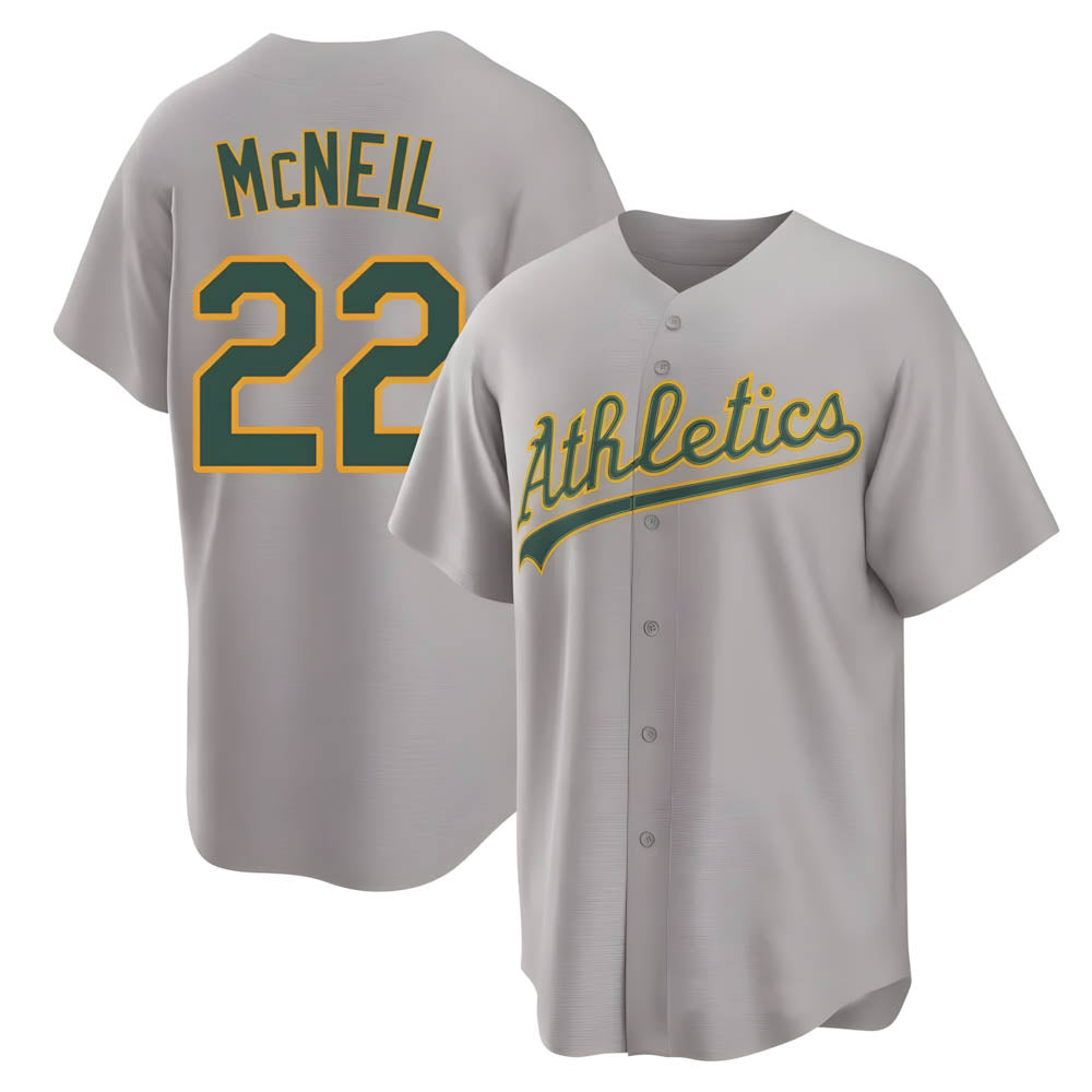 Kdoa Athletics #22 Jeff McNeil player Gray Replica Away Stitched Jersey