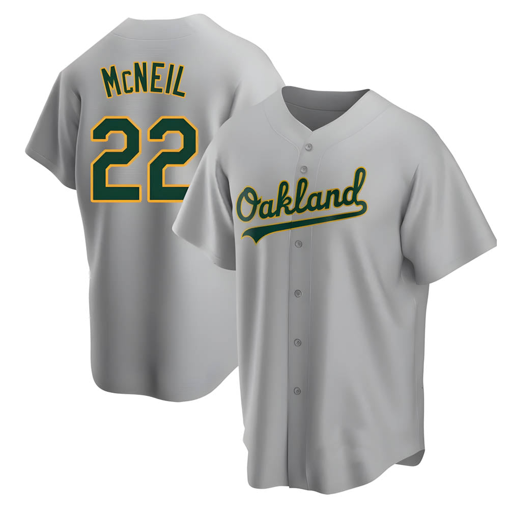 Kdoa Athletics #22 Jeff McNeil player Gray Replica Road Stitched Jersey
