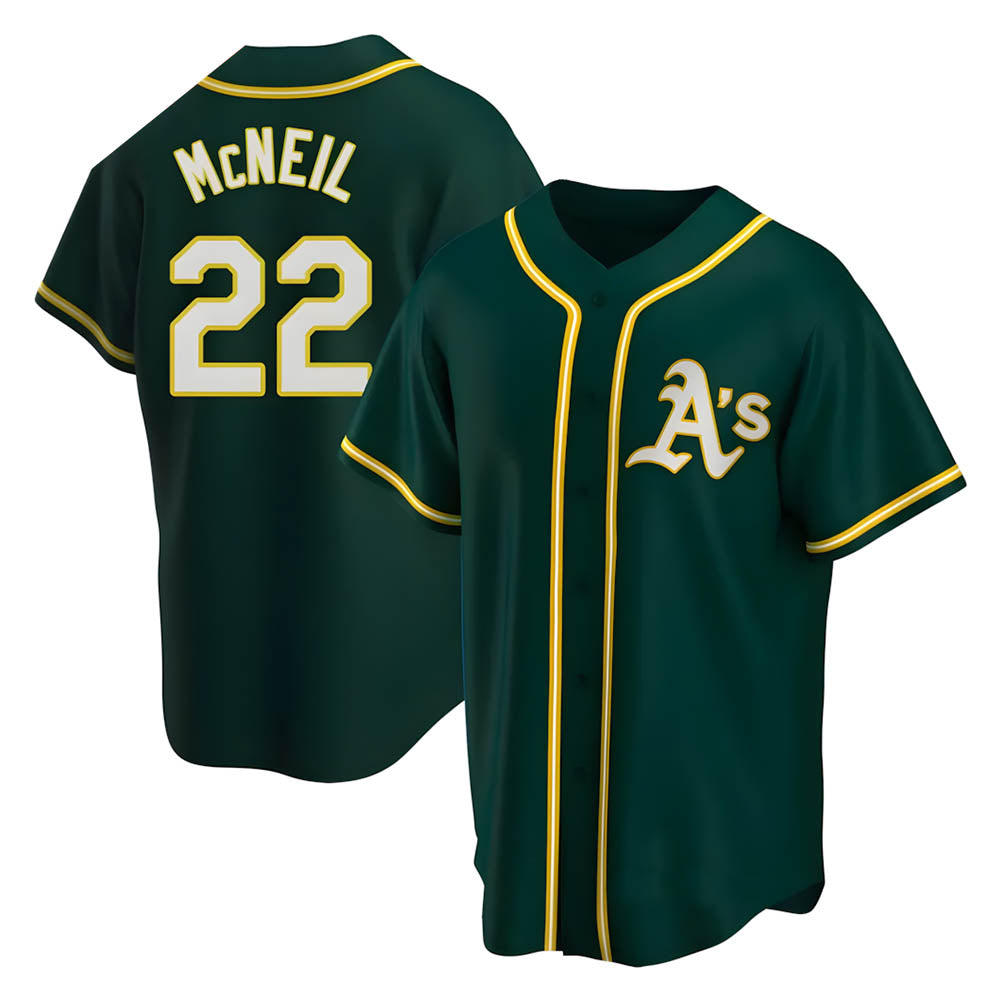 Kdoa Athletics #22 Jeff McNeil player Green Replica Alternate Stitched Jersey