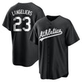 Kdoa Athletics #23 Shea Langeliers Player Black&White Replica Stitched Jerseys